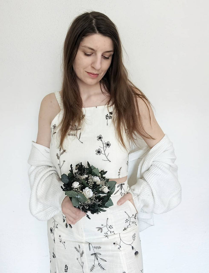 Eucalyptus Wedding Bouquet: White Peony & Greenery Bridal Bouquet – handmade floral hair accessory by magaela