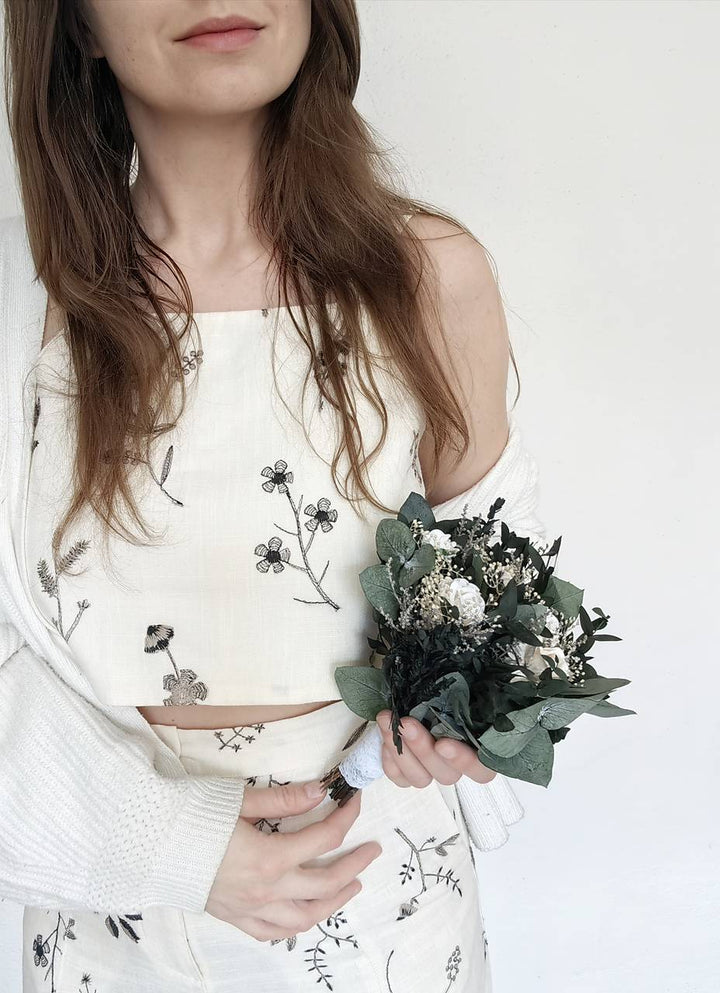 Eucalyptus Wedding Bouquet: White Peony & Greenery Bridal Bouquet – handmade floral hair accessory by magaela