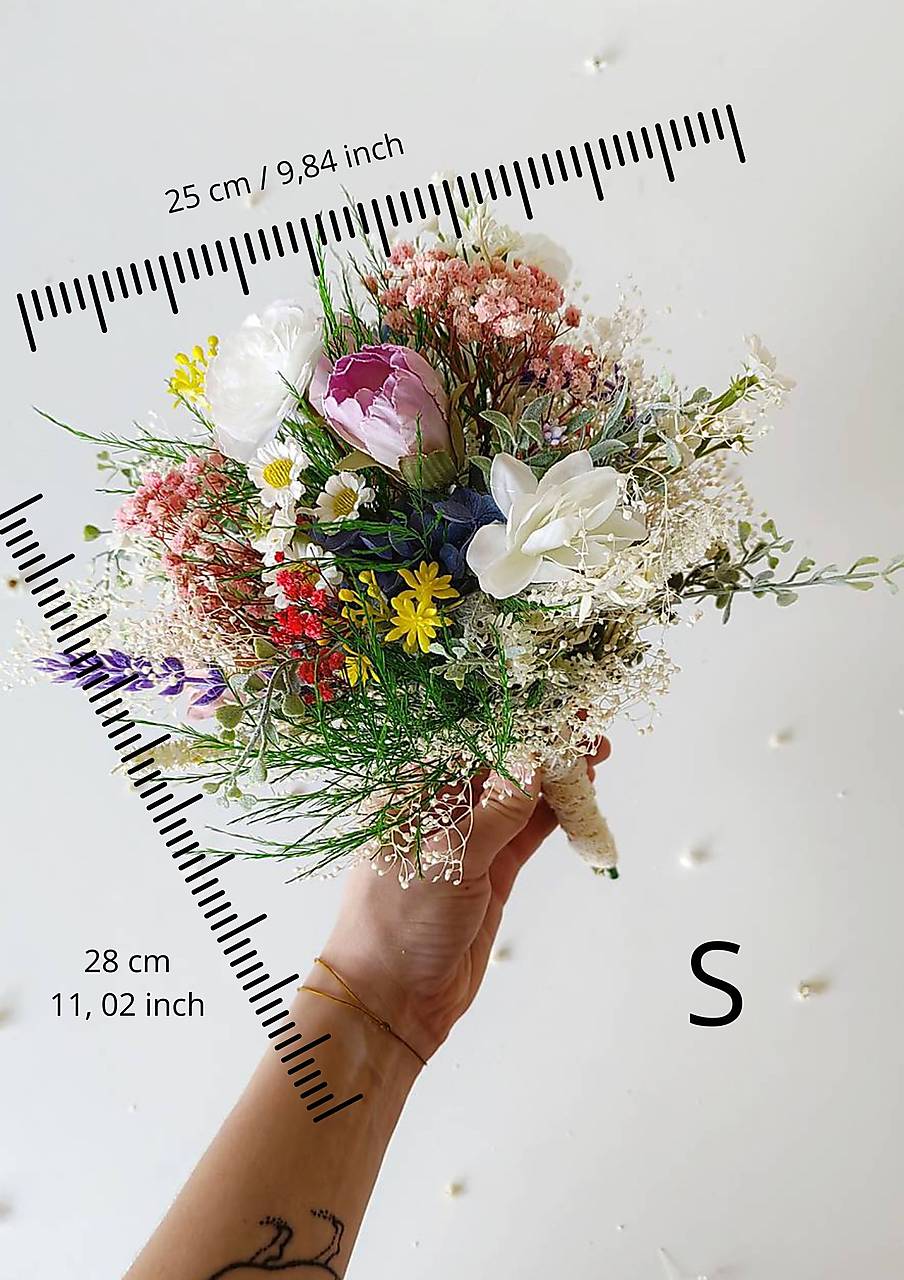 Wildflower Bridesmaid Bouquet: Artificial Spring Wedding Flowers – handmade floral hair accessory by magaela