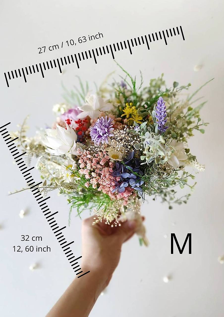 Wildflower Bridal Bouquet: Boho Summer Wedding Flowers (M Size) – handmade floral hair accessory by magaela