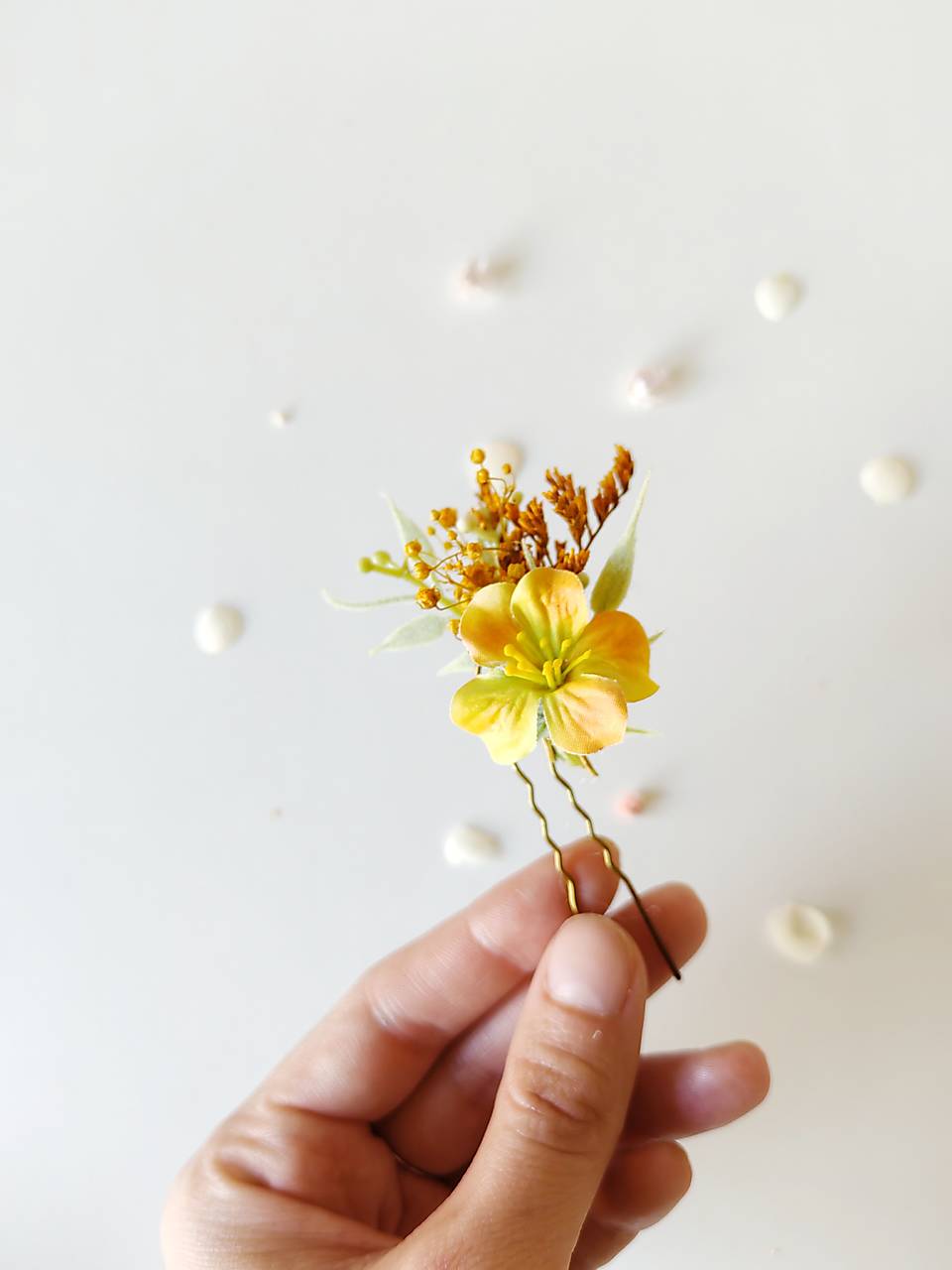 Pastel Flower Hair Pins: Boho Wedding Hair Accessories – handmade floral hair accessory by magaela
