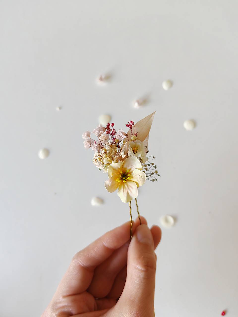 Pastel Flower Hair Pins: Boho Wedding Hair Accessories – handmade floral hair accessory by magaela