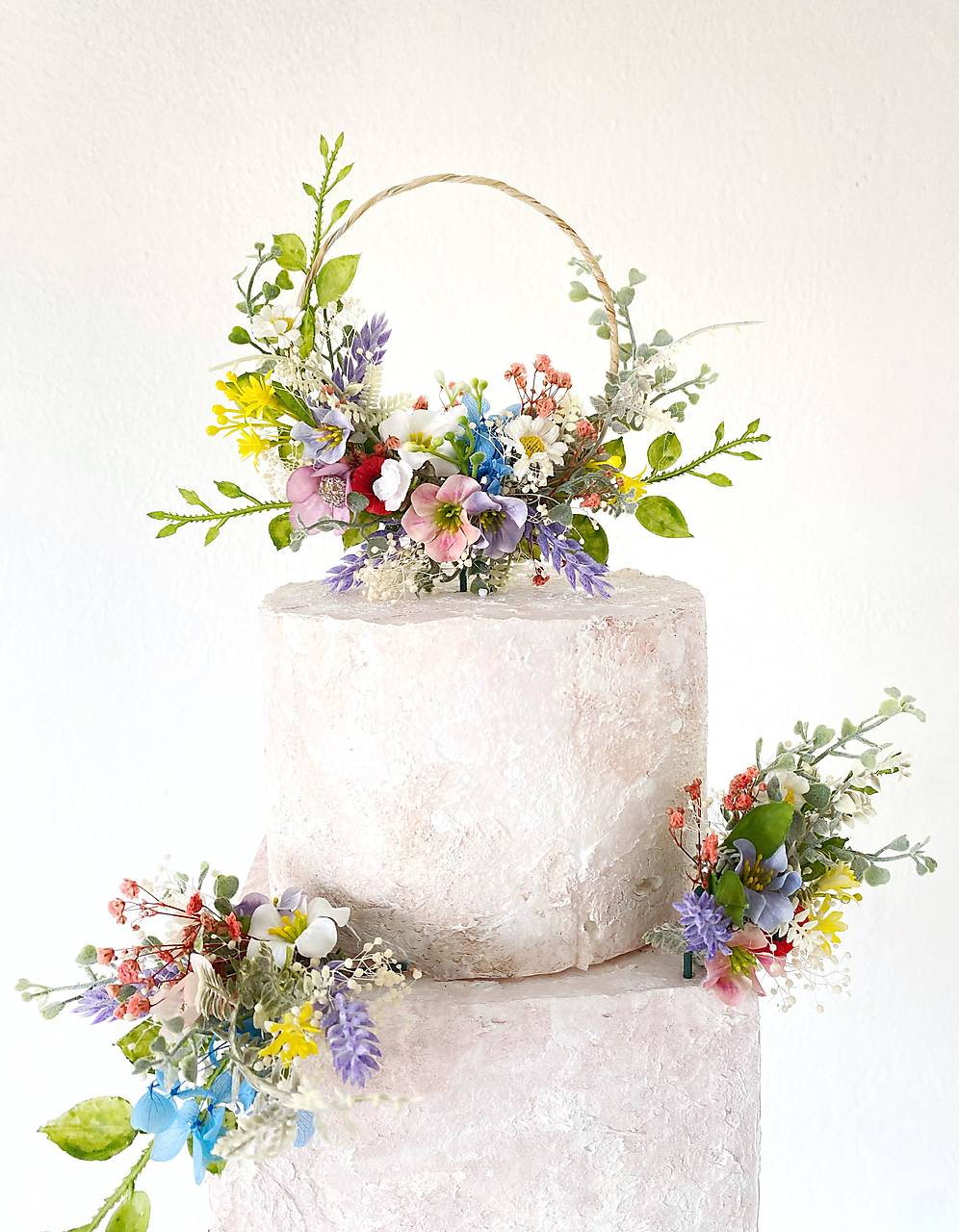 Wildflower Wedding Cake Topper Set: Boho Meadow Flowers, Artificial & Preserved – handmade floral hair accessory by magaela
