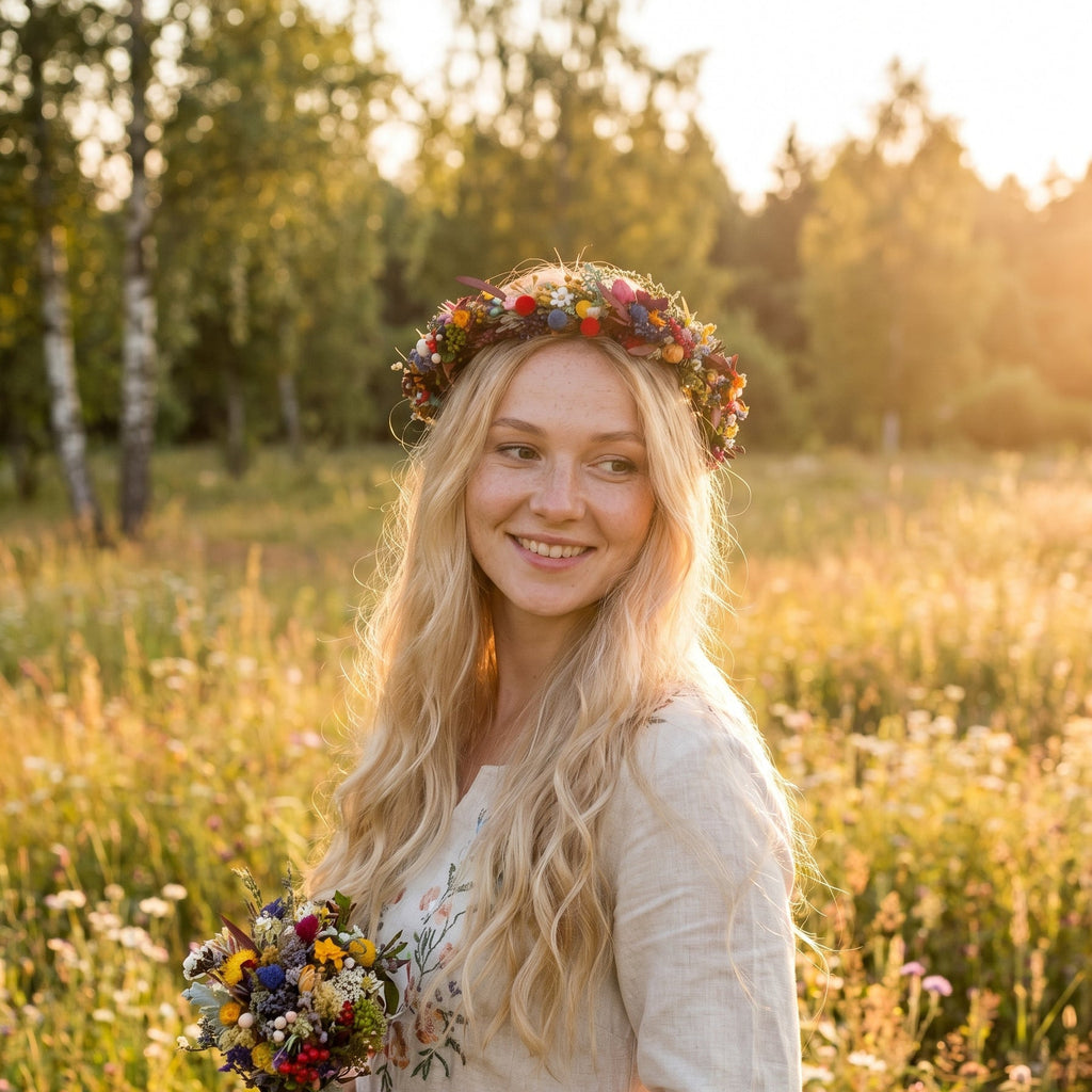 その他 Meadow Flower sequin crown Midsommar Rainbow Crown: Colorful Summer Solstice Flower Headpiece