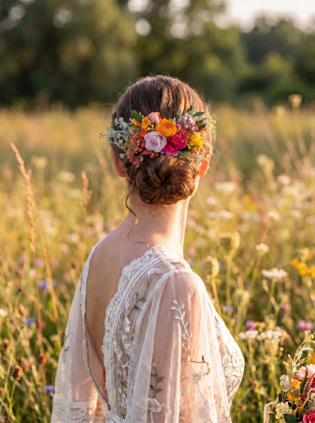 Colorful Floral Hair Comb: Boho Bridal Wedding Accessory – handmade floral hair accessory by magaela
