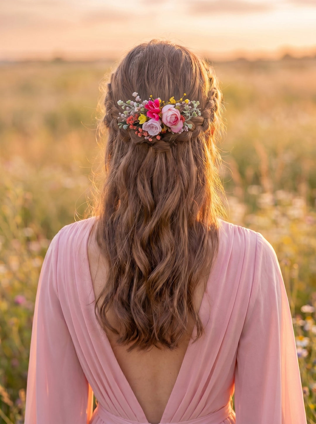 Colorful Floral Hair Comb: Boho Bridal Wedding Accessory – handmade floral hair accessory by magaela
