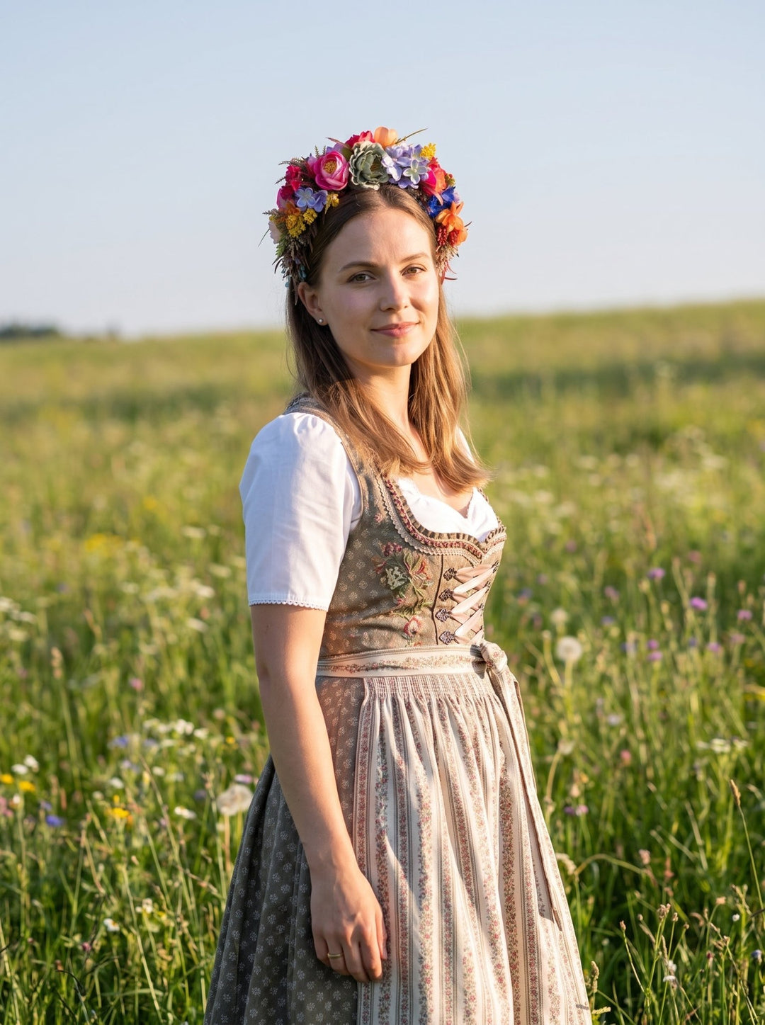 Colorful Floral Headband – Joyful Dirndl Accessory for Oktoberfest – handmade floral hair accessory by magaela