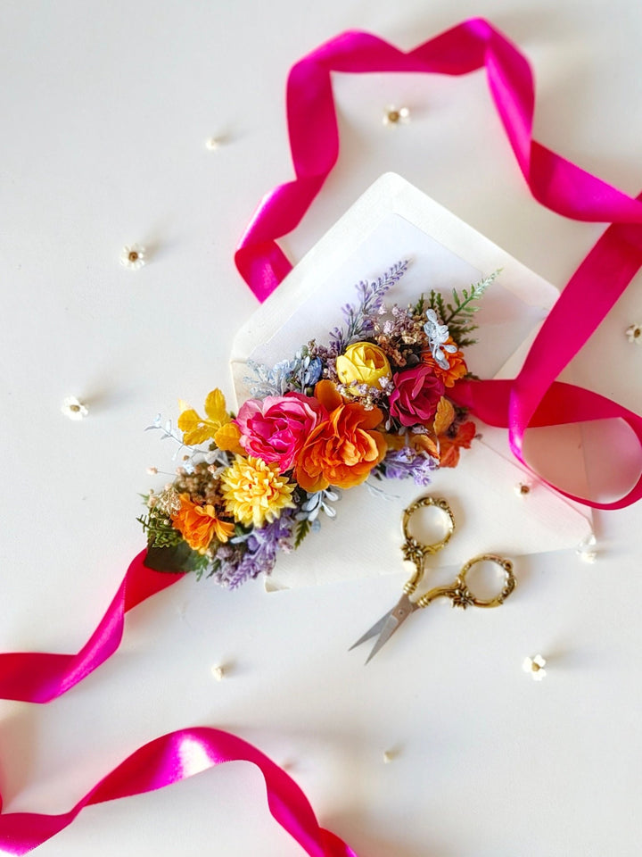 Colorful Floral Belt: Boho Wedding Dress Flower Accessories – handmade floral hair accessory by magaela