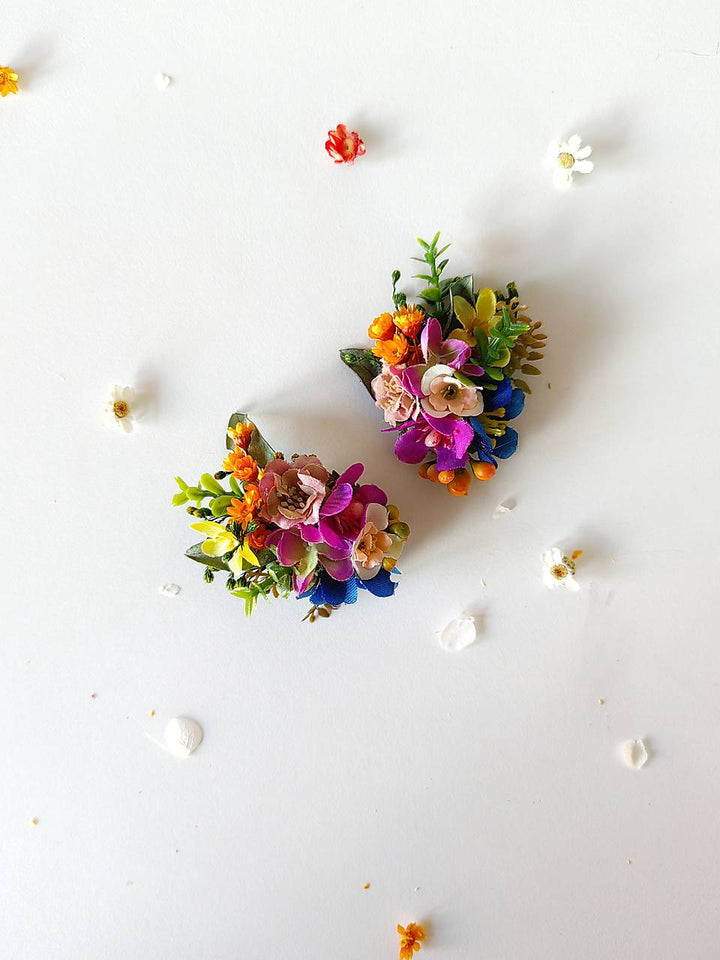 Colorful Meadow Flower Shoe Clips: Boho Bridal Shoe Decoration – handmade floral hair accessory by magaela