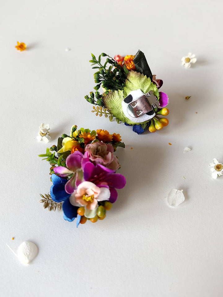 Colorful Meadow Flower Shoe Clips: Boho Bridal Shoe Decoration – handmade floral hair accessory by magaela