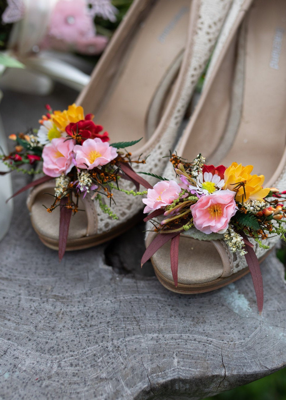 Summer Flower Shoe Clips: Bridal Wedding Accessories – handmade floral hair accessory by magaela