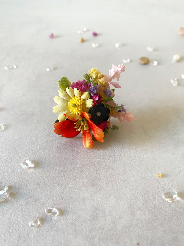 Colorful Wildflower Ring – Handmade Adjustable Flower Ring – handmade floral hair accessory by magaela