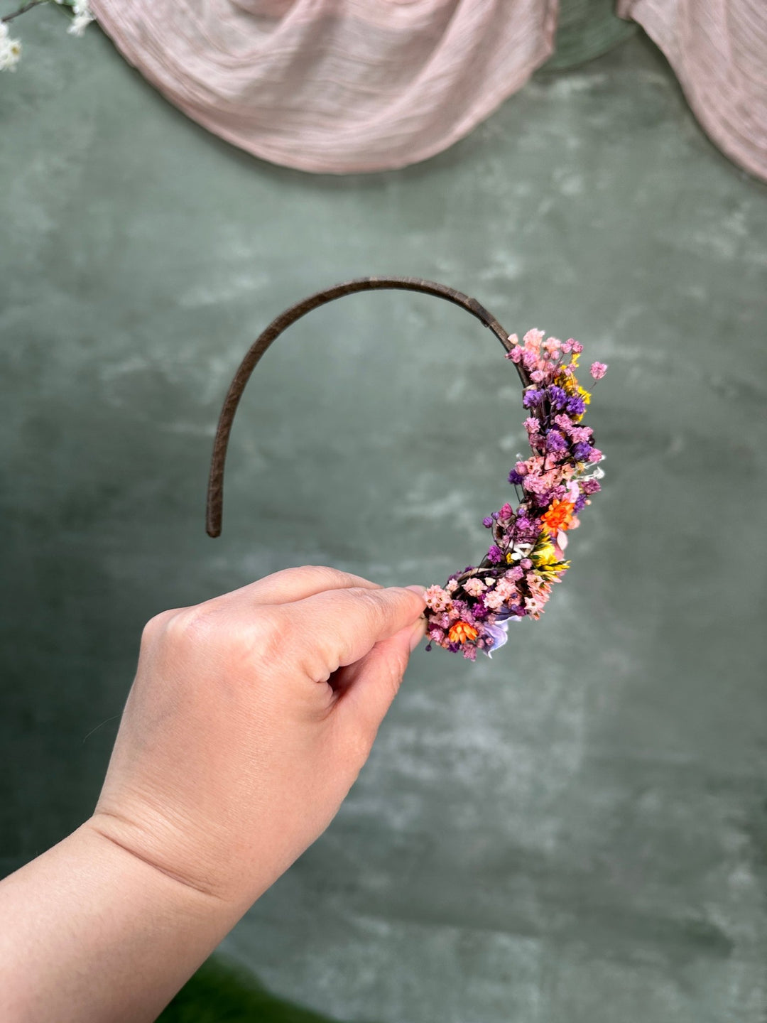 Colourful Wildflower Side Headband with Flowers and Berries for Kids and Adults – handmade floral hair accessory by magaela