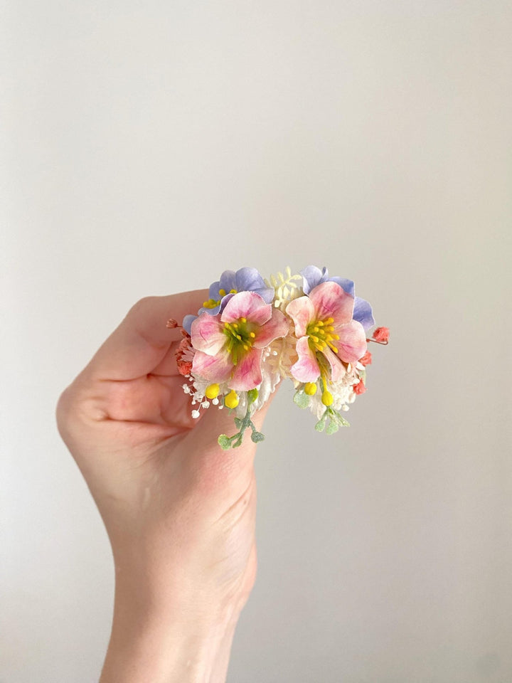 Colorful Wildflower Stud Earrings: Spring Wedding Jewelry – handmade floral hair accessory by magaela