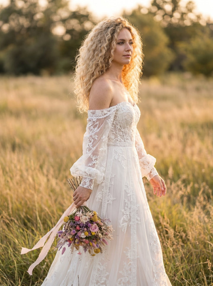 Dried Flower Bridal Bouquet: Roses, Lagurus and Meadow Grasses – handmade floral hair accessory by magaela