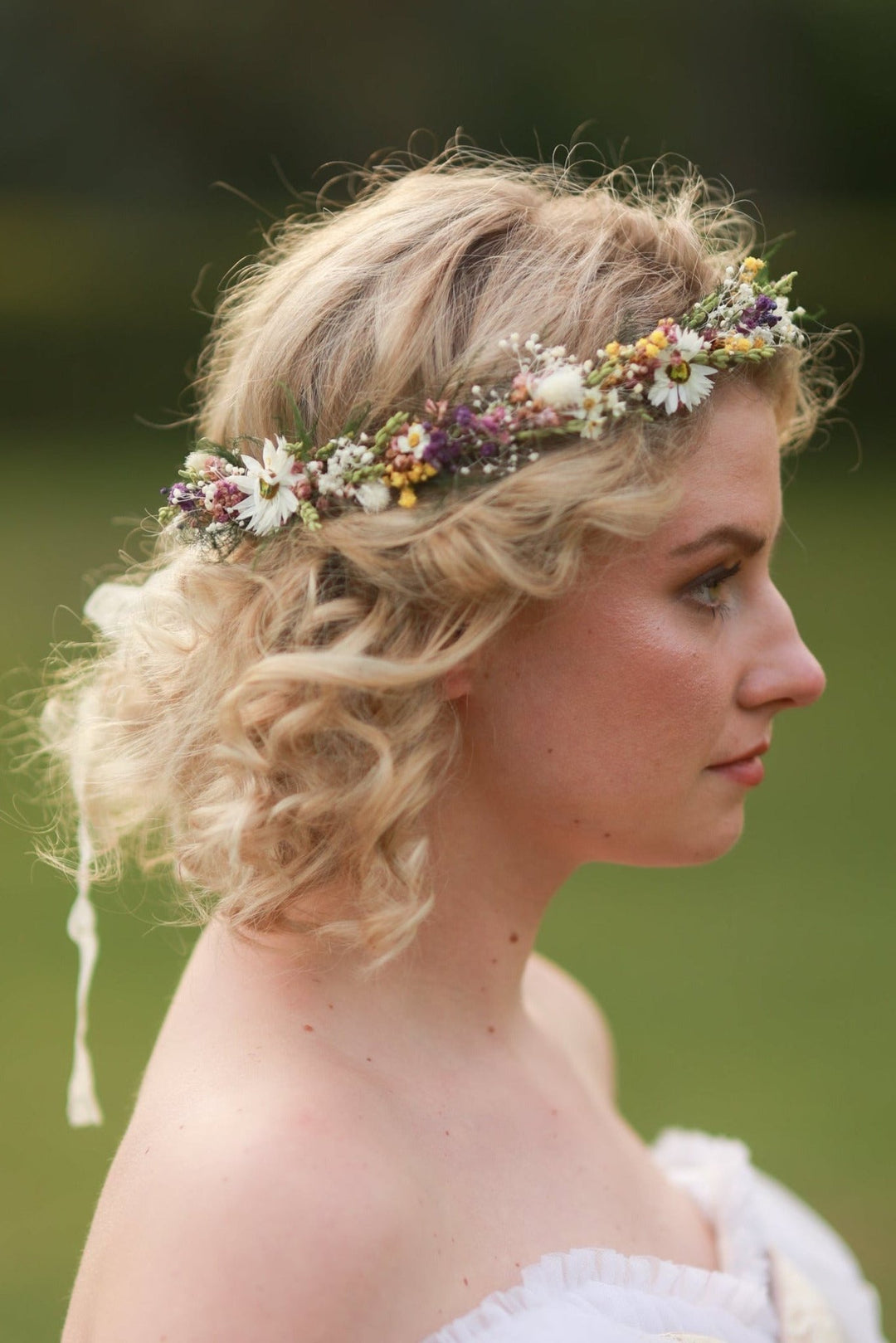 Dried Wildflower Crown - Preserved Flower Boho Wedding Headpiece – handmade floral hair accessory by magaela