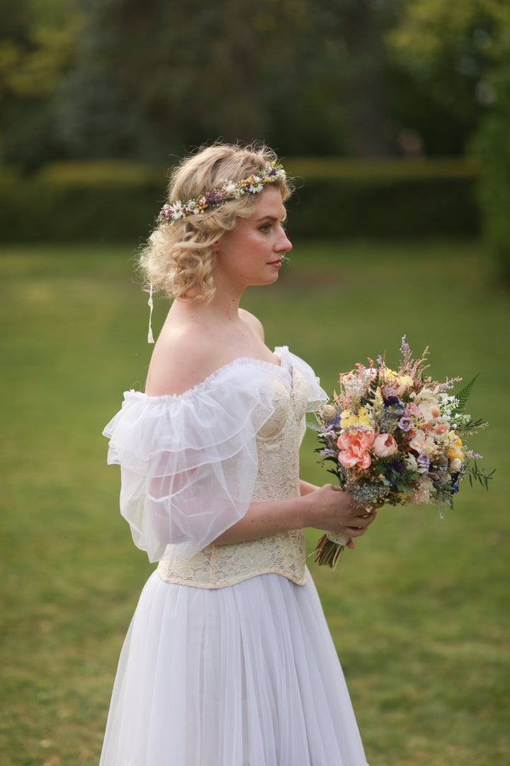 Dried Wildflower Crown - Preserved Flower Boho Wedding Headpiece – handmade floral hair accessory by magaela