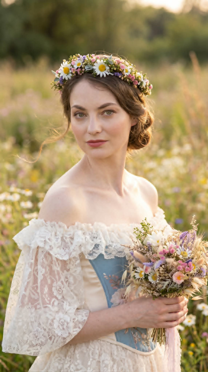 Small Daisy Bridal Bouquet: Meadow Spring Wildflower Bouquet – handmade floral hair accessory by magaela