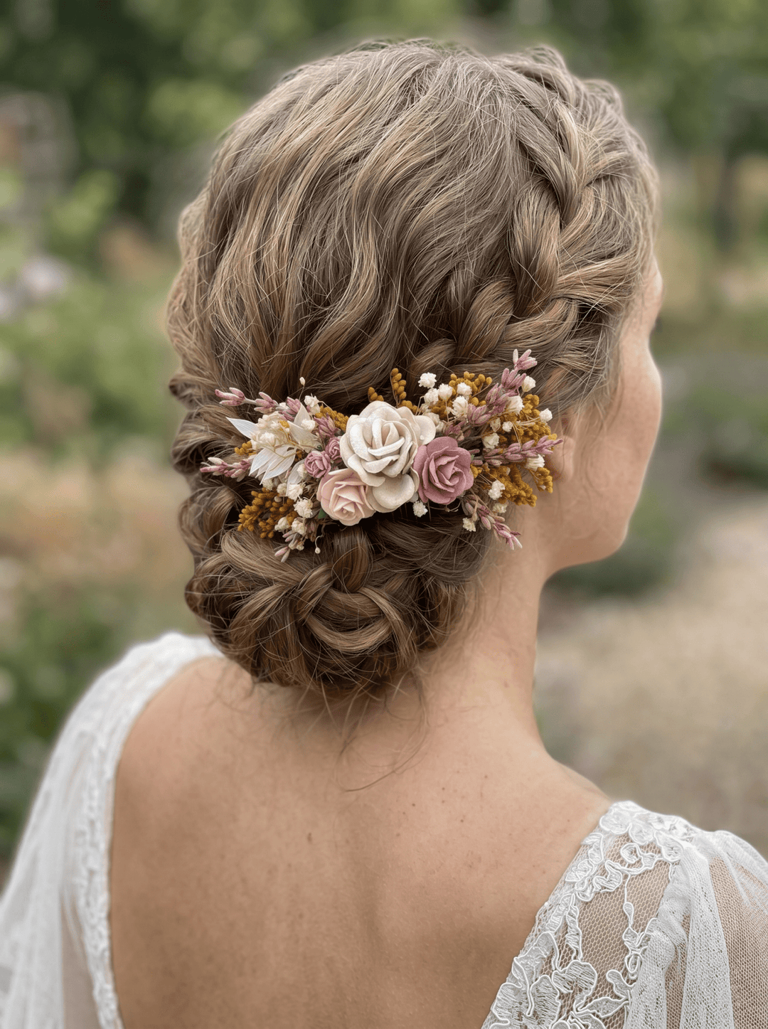Dusty Pink Rose Hair Comb: Romantic Bridal Flower Comb – handmade floral hair accessory by magaela