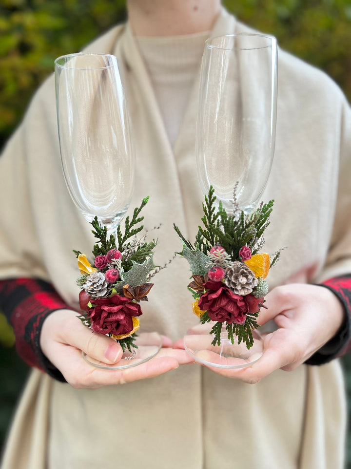 Winter Orange Christmas Accessories – Earrings, Headbands, Brooch & Glass Decorations – handmade floral hair accessory by magaela