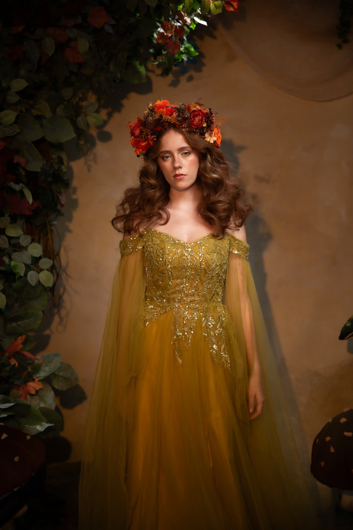 Fall Wedding Boho Flower Crown with Peonies, Pine Cones, Eucalyptus and Berries