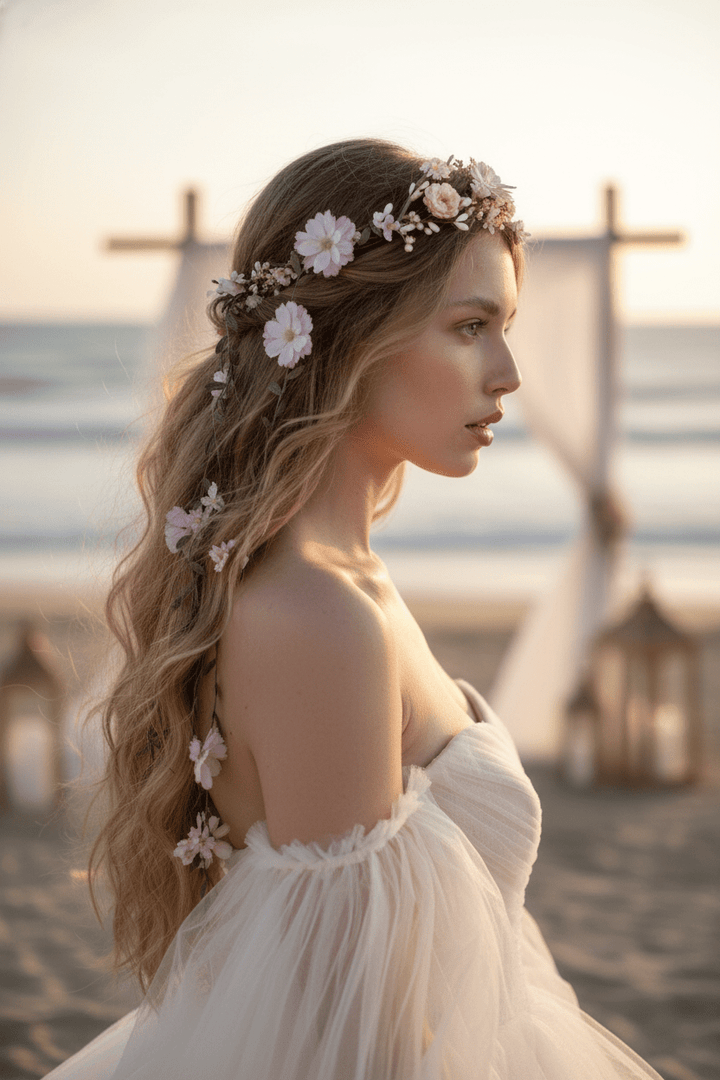 Romantic Flower Crown with Cascading Vines - The Original Magaela Design – handmade floral hair accessory by magaela