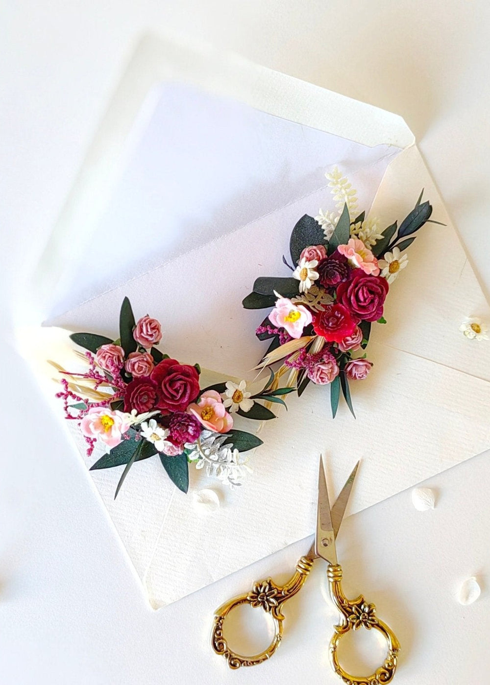 Handmade Flower Shoe Clips: Romantic Bridal Accessory – handmade floral hair accessory by magaela