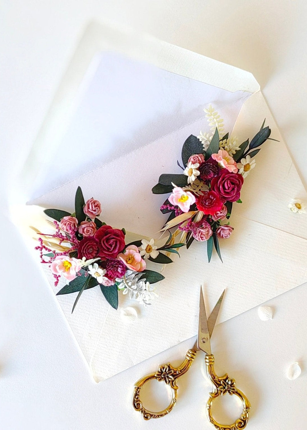 Handmade Flower Shoe Clips: Romantic Bridal Accessory – handmade floral hair accessory by magaela