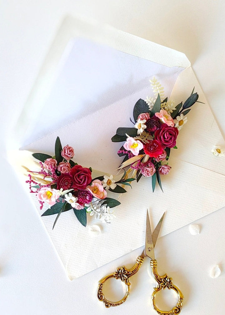 Handmade Flower Shoe Clips: Romantic Bridal Accessory – handmade floral hair accessory by magaela