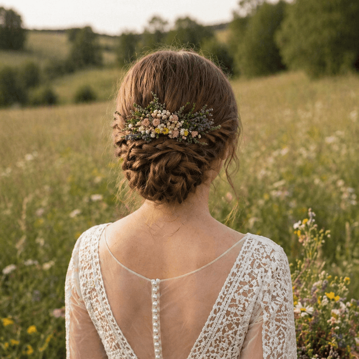 Wildflower Dried Hair Comb: Bohemian Bridal Hair Accessory – handmade floral hair accessory by magaela