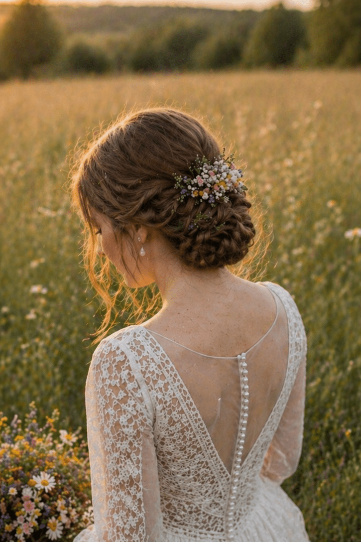 Wildflower Dried Hair Comb: Bohemian Bridal Hair Accessory – handmade floral hair accessory by magaela