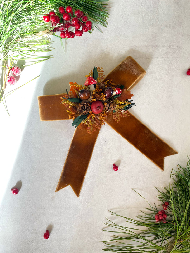 Mustard Gold Woodland Hair Bow Clip | Handmade Toadstool