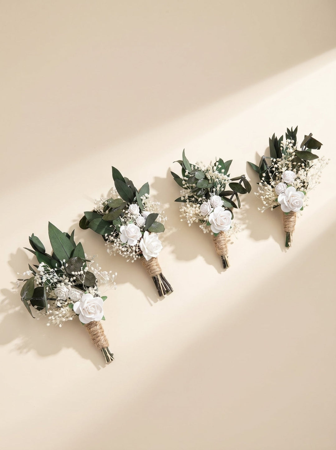 Green & White Boutonniere: Rose Wedding Buttonhole – handmade floral hair accessory by magaela