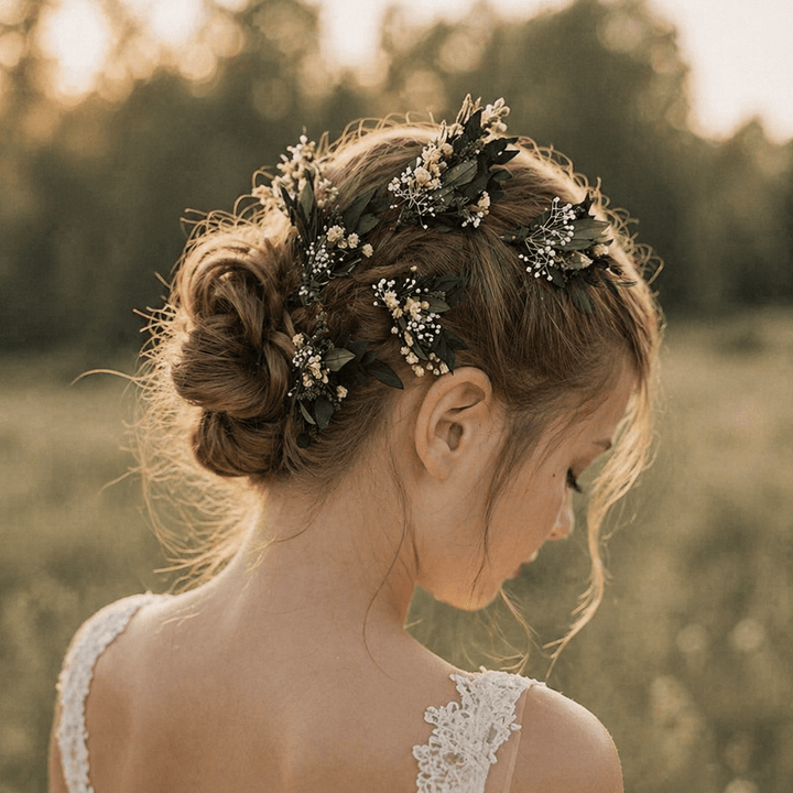 Greenery Bridal Hair Pins: Eucalyptus, Baby's Breath, Rosemary – handmade floral hair accessory by magaela