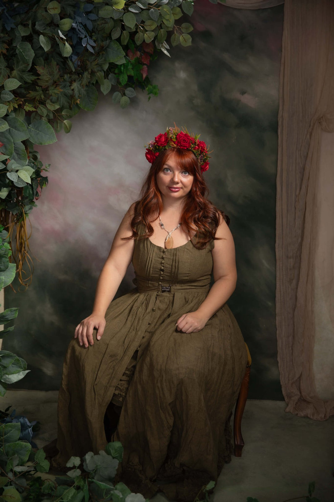 Bestseller red floral half crown – handmade floral hair accessory by magaela