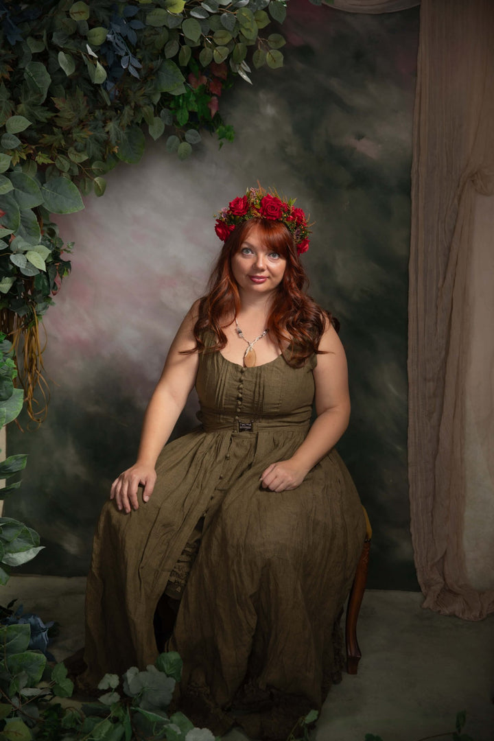 Bestseller red floral half crown – handmade floral hair accessory by magaela