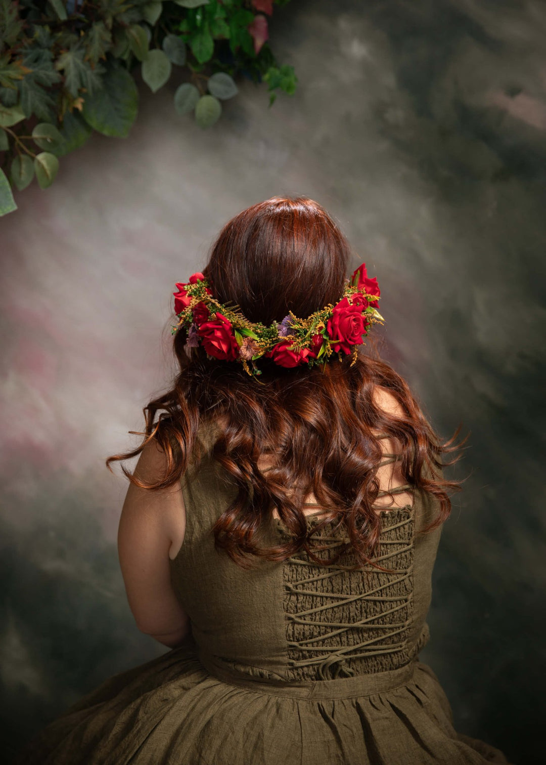 Bestseller red floral half crown – handmade floral hair accessory by magaela