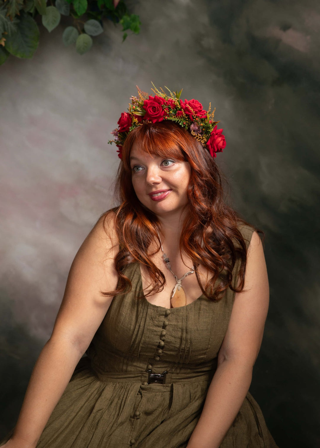 Bestseller red floral half crown – handmade floral hair accessory by magaela