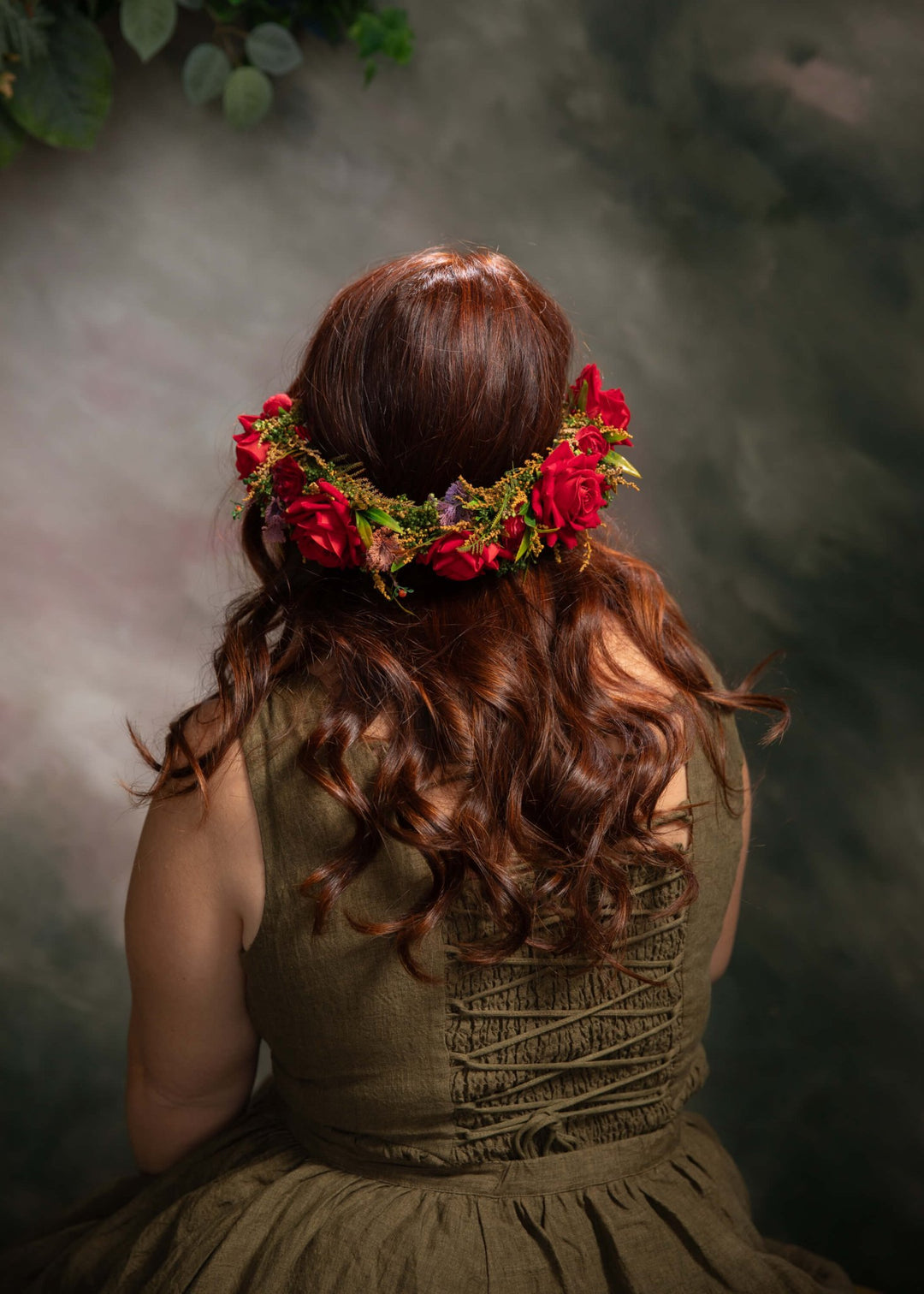 Bestseller red floral half crown – handmade floral hair accessory by magaela