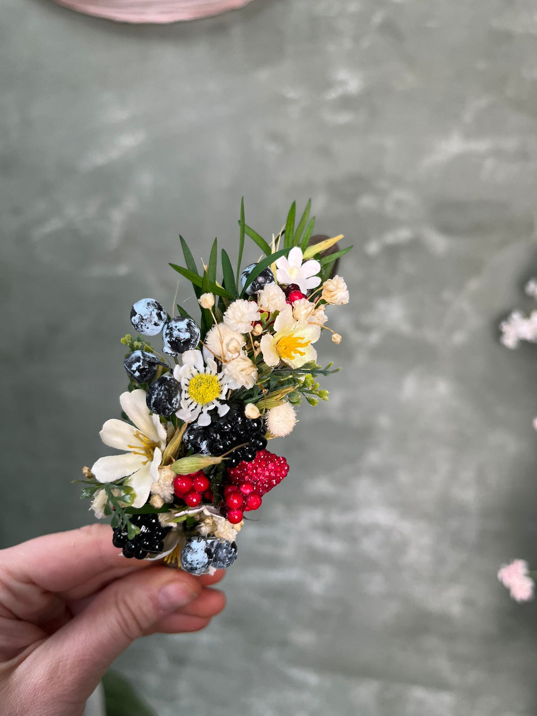 Woodland Berry Hair Headband – Blackberries, Strawberries & Blueberries – handmade floral hair accessory by magaela