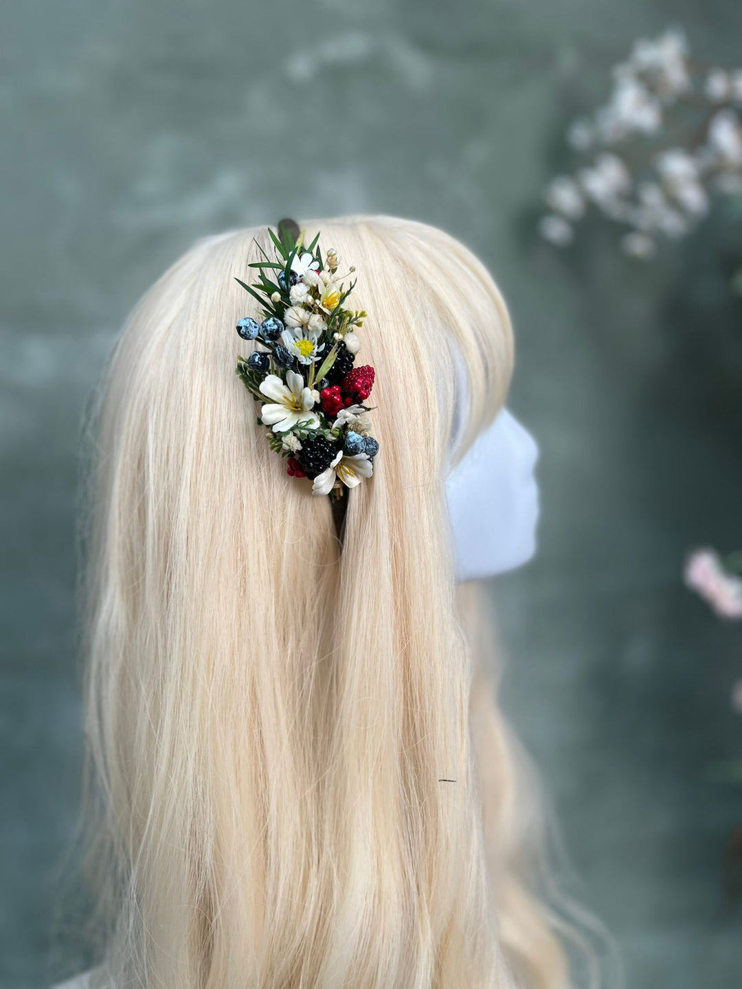 Woodland Berry Hair Headband – Blackberries, Strawberries & Blueberries – handmade floral hair accessory by magaela