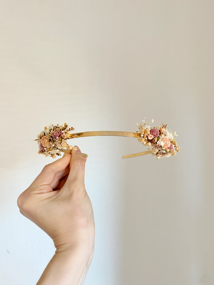 Blush and Apricot Floral Headband | Two Side Design