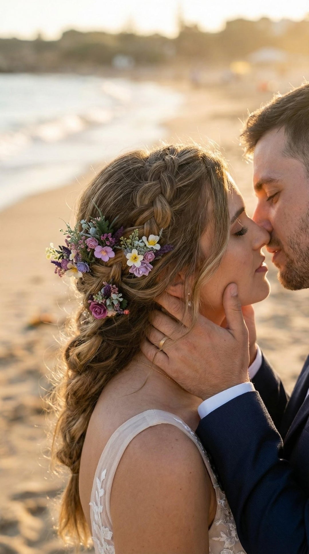 Boho Beach Wedding Hair Pins, Purple Wildflower Bridal Hair Accessories, Romantic Bride Hairpiece, Destination Wedding Flowers – handmade floral hair accessory by magaela