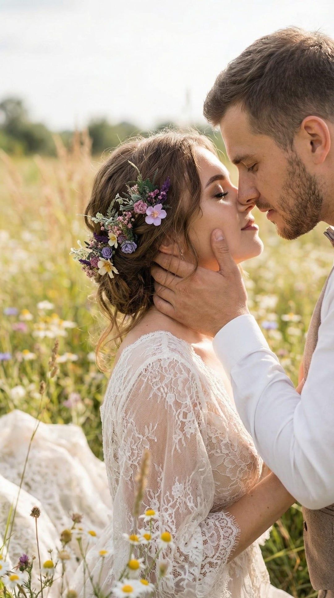 Boho Beach Wedding Hair Pins, Purple Wildflower Bridal Hair Accessories, Romantic Bride Hairpiece, Destination Wedding Flowers – handmade floral hair accessory by magaela