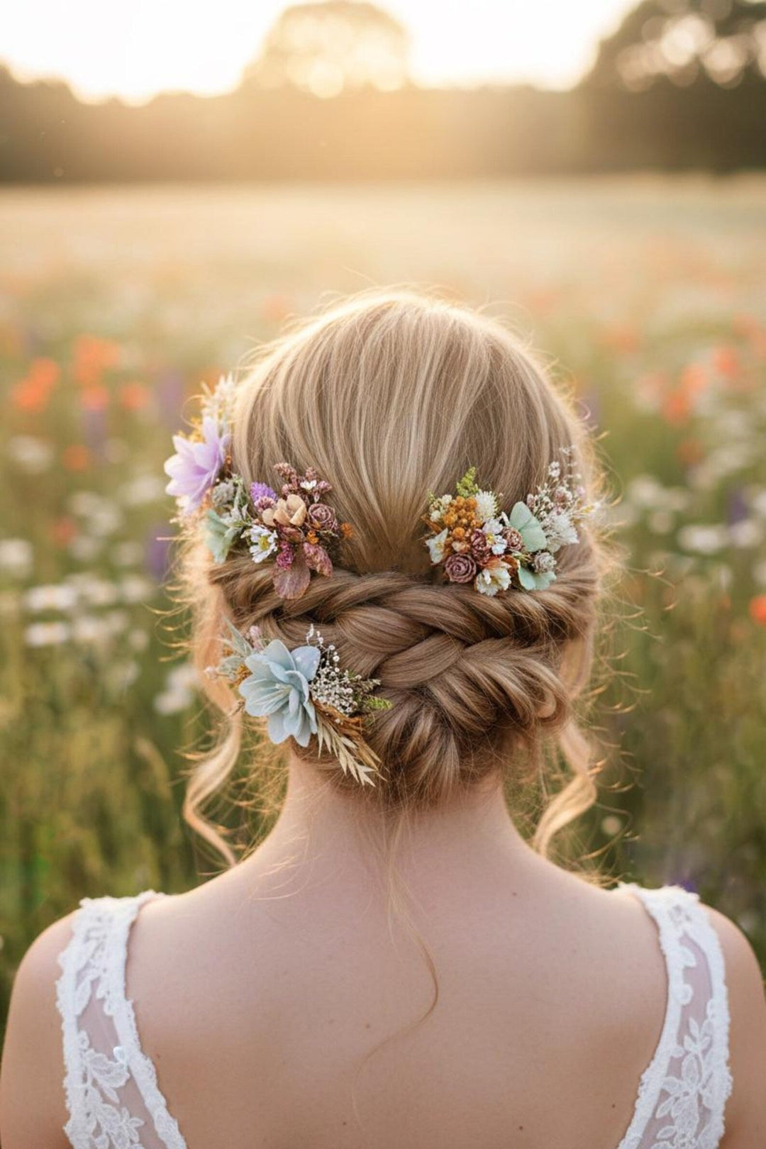 Wildflower Hair Pins: Pastel Rainbow Meadow Hair Accessories – handmade floral hair accessory by magaela