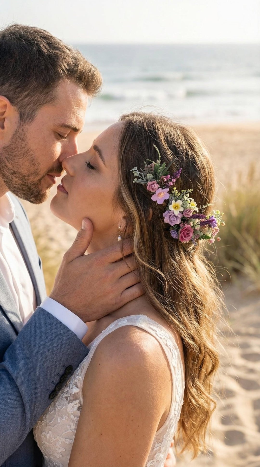 Boho Beach Wedding Hair Pins, Purple Wildflower Bridal Hair Accessories, Romantic Bride Hairpiece, Destination Wedding Flowers – handmade floral hair accessory by magaela