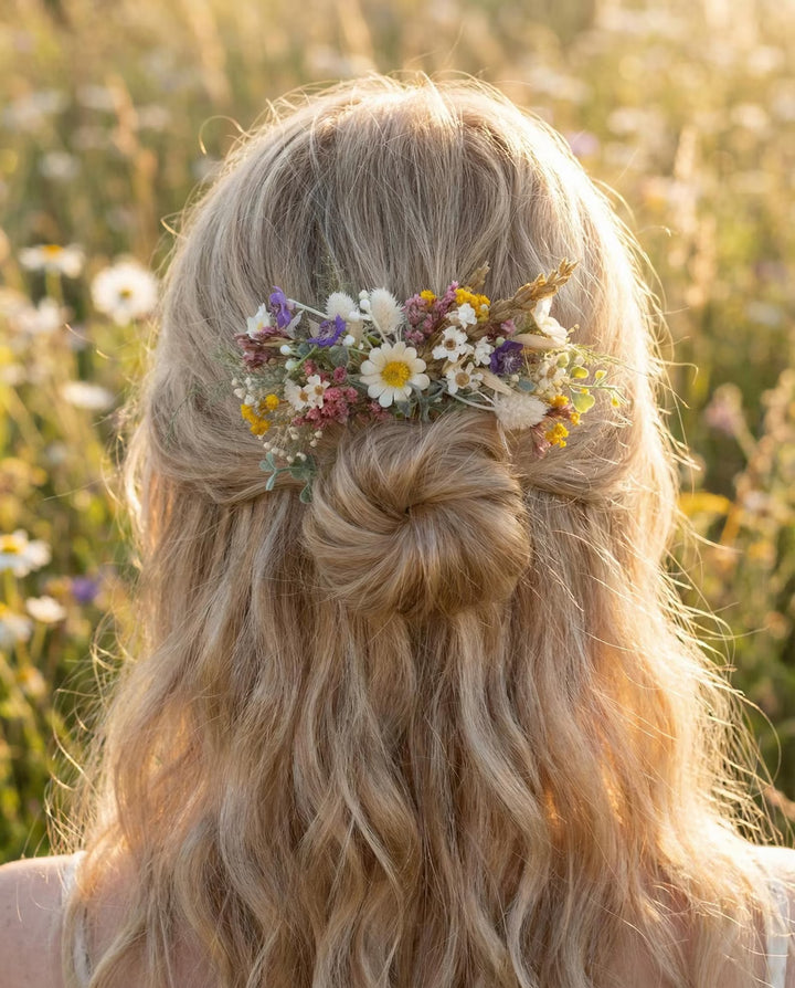 Wildflower Hair Comb: Meadow Daisy Bridal Boho Wedding Accessory