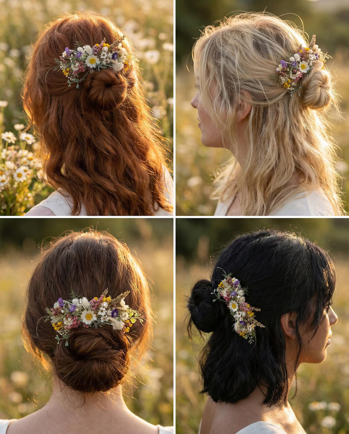 Wildflower Hair Comb: Meadow Daisy Bridal Boho Wedding Accessory