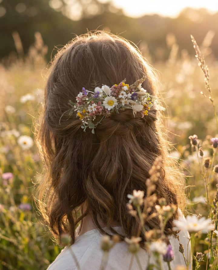 Wildflower Hair Comb: Meadow Daisy Bridal Boho Wedding Accessory