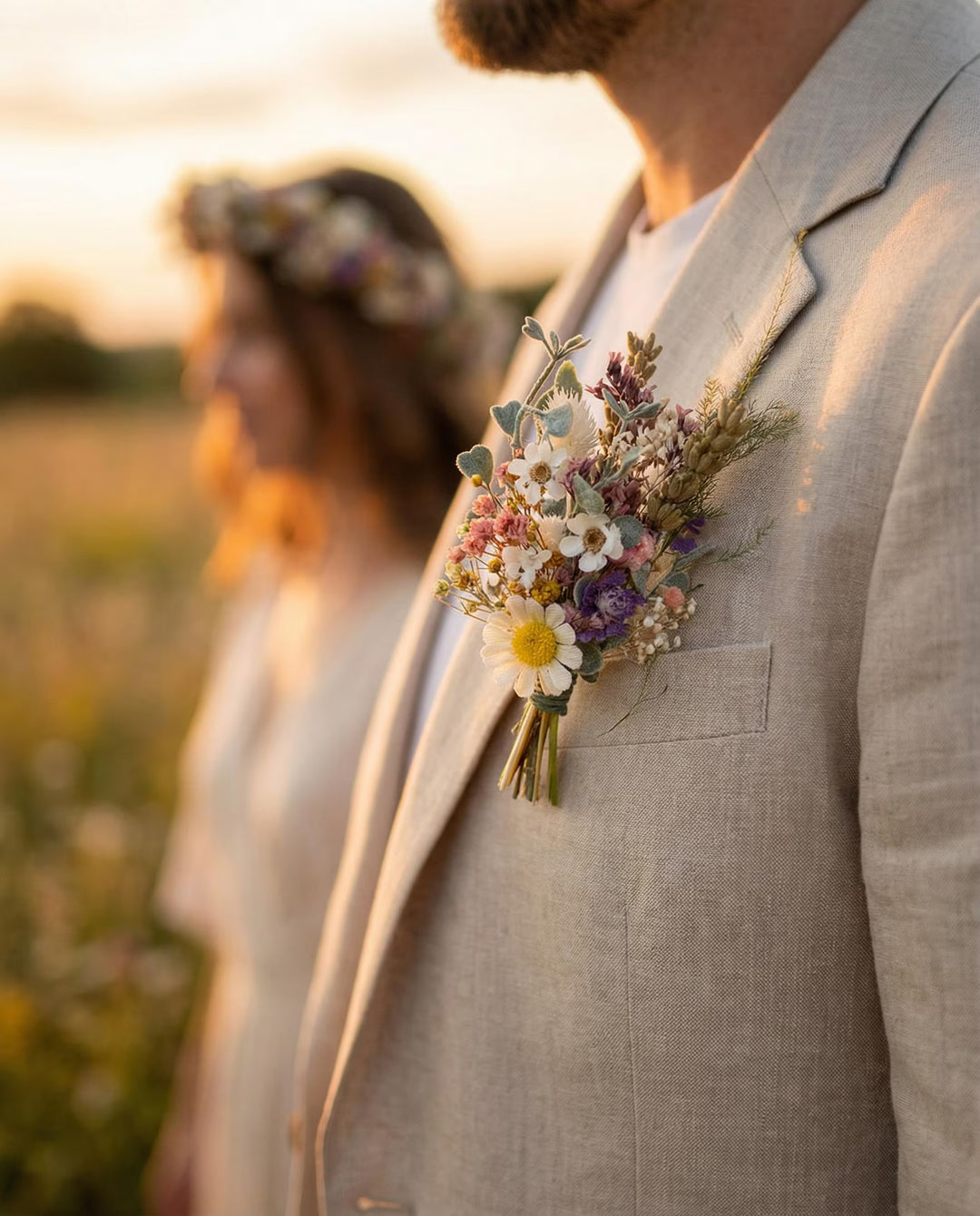 Meadow Flower Boutonniere: Colorful Wildflower Groom Corsage